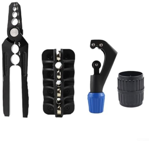 Kit di attrezzi per la riparazione di tubi in metallo, pinze per arrotondare tubi, taglierina, raddrizzatore, smussatore, strumenti professionali per la riparazione di tubi in metallo, set completo