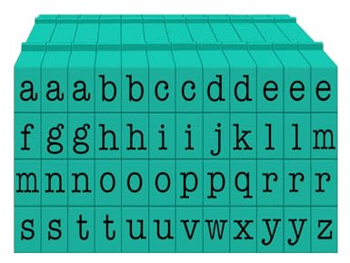 PEGZ® V2 Alphabet-Stempel, anklickbar, anschließbare amerikanische Schreibmaschinenschrift (Kleinbuchstaben, 50 Stück, mittlere Größe)