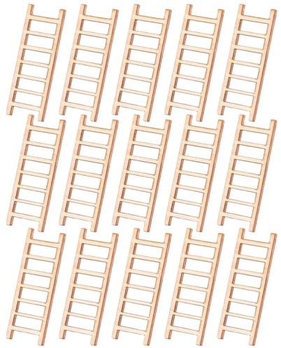 ERINGOGO 15pcs Small Staircase Ornaments Mini Doll Ladders Small Ladder Total Home Decor Platform Woodsy Decor Micro-landscape Adornment Miniature Ladder Layout Props for Mini House Wooden