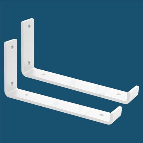 MLOQI 2 stück Regalhalterung, Regalwinkel Schwerlast, Regalhalter Metall, Schwerlastwinkel Wandhalterung Winkel Regal, 0,5 cm Dick Regalträger, Tragkraft 50 KG (Weiß 30 cm)