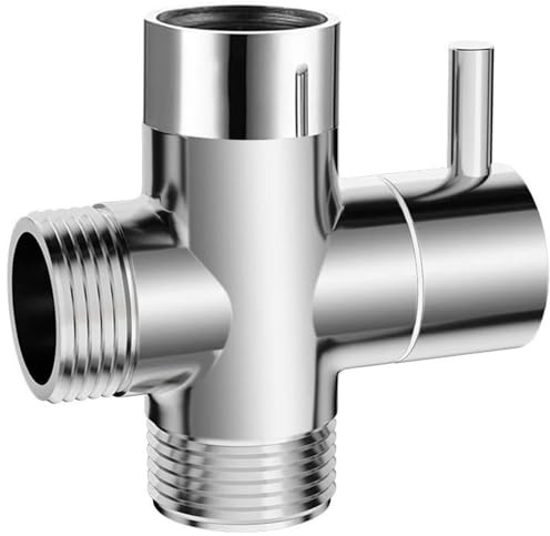 G1/2 Shower Diverter Valve - 3-Way Shower Splitter with Rubber Seal, Chrome-Plated Replacement Valve for Shower Systems - Durable & Easy to Install (Plastic)