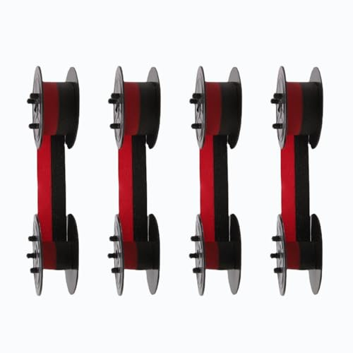 Lot de 4 Rubans Encreurs pour Calculatrice, Rouge/Noir, pour Machine à écrire, pour Calculatrice EL-2196BL, pour MP11DX, pour Calculatrice Porelon 11216