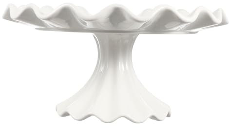Alipis Vaisselle En Céramique Plateau Rond Sur Pieds Présentoir à Gâteaux Sur Pied Présentoir à Gâteaux En Porcelaine Assiette à Pied Rond Porte-gâteau Support à Dessert Sur Pied Blanche