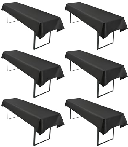 LYAFS 6 Stück Schwarz Wasserfester Gebürstetes Biertisch Tischdecke 250 x 100cm Biertischtuch Geeignet für Familienfeiern Parties Bankette Bierzeltfestivals und andere Anlässe