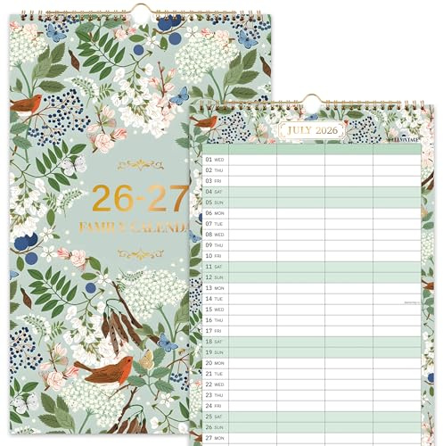 Calendar 2026-2027 - Family Calendar 2026-2027, Wall Calendar UK from July 2027 to December 2027, 38 x 23.5 cm, Thick Paper, Back Pocket, 4 Column Layout