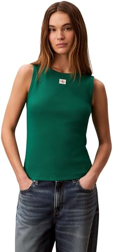 Calvin Klein SL Woven Label 2x2 Baby Rib Cuto Lv047f246g Camiseta de Tirantes Anchos Mujer