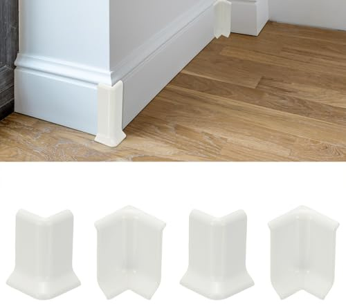 sourcing map Self Adhesive Baseboard Corner Blocks, 2.2 Inch Wall Edge Corner Protector 2 Inside + 2 Outside Corners-connector for Wall Floor Furniture Edge(White)