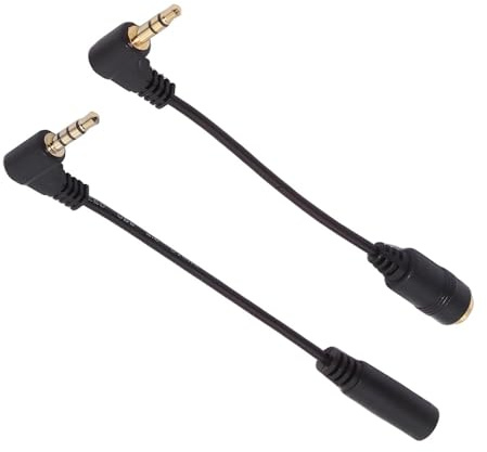 cablecc Set di 2 cavi di prolunga da 3,5 mm maschio a femmina, 3 poli e 4 poli, audio stereo, angolo retto di 90 gradi