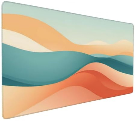 Gaming Mauspad XXL Orange Grün, Großes Mousepad 1200 x 600 x 3 mm, Mouse Pad Groß, Schreibtischunterlage Abstrakte Berge Wasserdicht, rutschfeste Gummibasis,Mauspads für Gaming und Büro -MP347