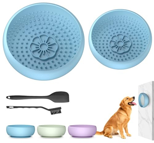 Pawinner 2 in 1 Lick Bowl per Cani & Ciotola Cane Anti Ingozzamento Set | Tappetino da Leccare per Cani, Ventosa Antiscivolo, Alleviare L'ansia & Alimentazione Lenta, Silicone Alimentare,Congelabile