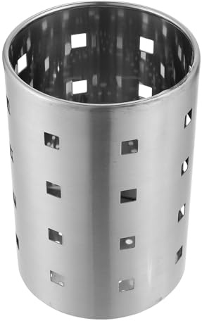 FONDOTIN Portaposate in Acciaio Inox Argentato, Contenitore Cucina | Design Semplice, Struttura Ventilata, per Bacchette, Forchette e Cucchiai