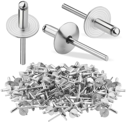 150 Pack Blind Rivets, 4.8 x 12mm Pop Rivets, Aluminum Blind Rivets with Large Flange, Dome Head, for Woodworking, Furniture, Sheet Metal, Motor Vehicles