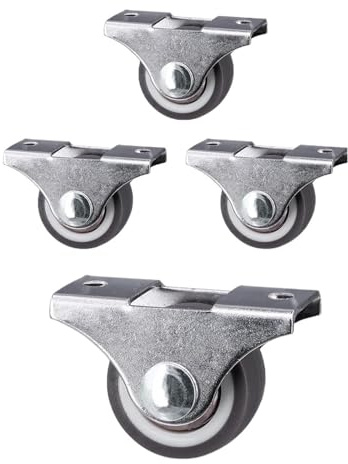 4 Ruedas pequeñas de 1 pulgada, giratorias en una dirección, goma, perfil bajo for muebles o contenedores grandes(2 Inch)