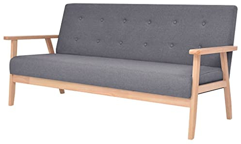 ROMHZKS Skandinavisches Dreisitzer-Sofa mit Massivholzrahmen, Bequemes Polstermöbel aus Weichem Polyesterstoff, Einfache Montage für Wohnzimmer und Entspannungsbereich