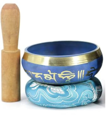 Tibetansk skål för meditation, handgjord, Buddha-kopparklangskål med klangskål (10,5 cm)