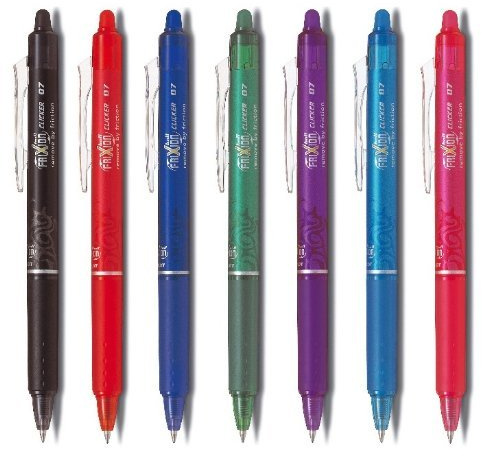 PILOT Tintenroller FRIXION BALL CLICKER Profi 07, 7-er Set Alle Farben: blau, schwarz, rot, grün, pink, violett, hellblau (7er Set | ohne Box, sortiert | Clicker)