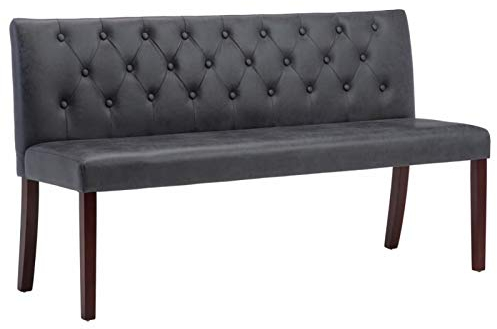 Tidyard Sitzbank Polsterbank Flurbank Loungebank Sitzmöbel Loungebank Polsterbank Sofabank 148,5 cm Grau Wildleder-Optik