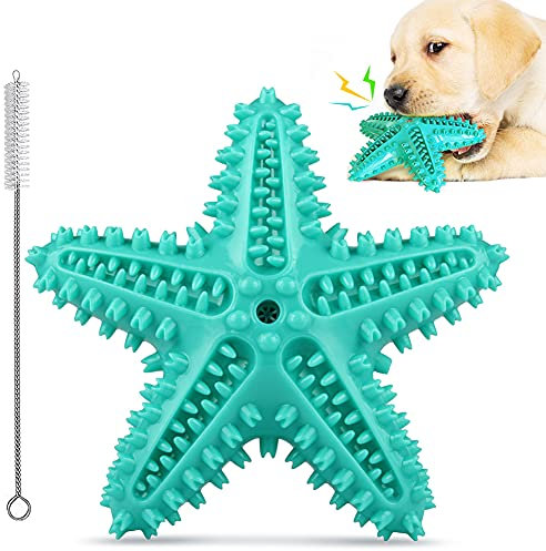 La Desire Dog Chew Toys Teeth Cleaning Toothbrush Squeaky Toy, Durable Puppy Teething Chew Toy Tough Pet Dental Oral Care Brushing Sticks Dogs Chewing Toys for Aggressive Chewers Small Medium Breed