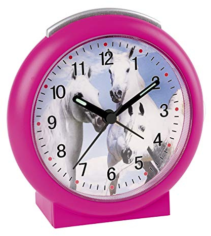 Atlanta Kinderwecker Pferde ohne Ticken Analog Pink - 2121/8
