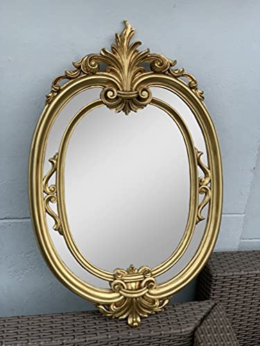 artissimo Wandspiegel Oval Gold Barock Badspiegel Antik Ovaler Spiegel 60X39 Mirror Shabby