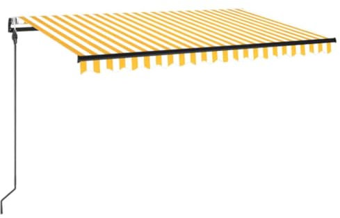 vidaXL Toldo Automático con LED y Sensor de Viento, Sombrilla Retráctil, Toldo Resistente al Agua, Toldo para Balcón Jardín Terraza, Amarillo Blanco