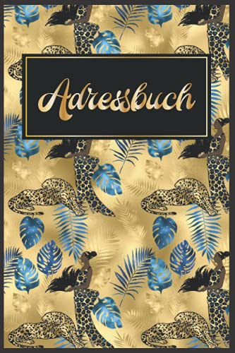 Telefonbuch Register: Luxus-Adressbuch Notizbuch A5 Mit Register || Blau Golden Jaguar Textur Geburtstagskalender Klein Internet Passwort Book - Kleine Auszeit Geschenk Frauen
