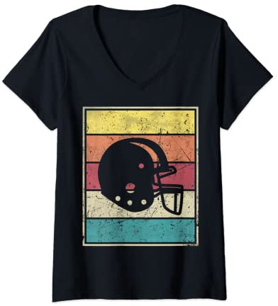 Damen American-football-helm T-Shirt mit V-Ausschnitt