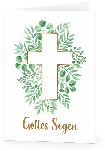 Friendly Fox Christliche Grußkarte Gottes Segen, 1x Klappkarte mit Kraftpapier Umschlag, ideal als Karte Taufe Kommunion Konfirmation Hochzeit