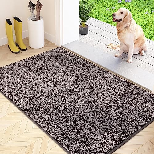 FCSDETAIL Paillasson Attrape-Poussière, Tapis de Sol Antidérapant Lavable en Machine, Tapis d'Entrée avec Microfibres Douces Absorbantes pour Chien, Entrée, Porte et Couloir