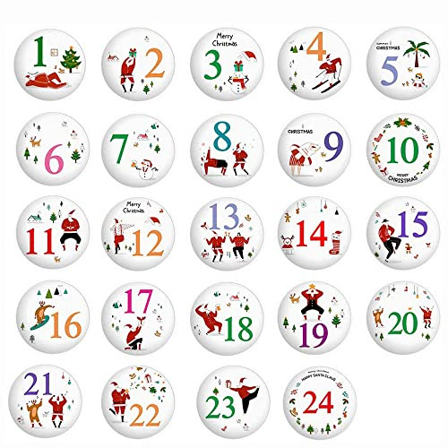 Adventskalender Zahlen Buttons Anstecker 1 Bis 24 Buttons Adventskalender Zahlen Weihnachtskalender Adventskalenderzahlen Nummer Buttons Pins Für DIY Weihnachten Kalender Und Dekorieren Geschenk
