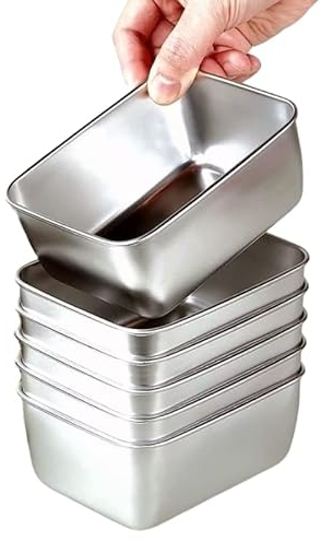 MVSR 6pcs Food Storage Containers with Lids, Meal Prep Containers Reusable, Stainless Steel, Oven Freezer Dishwasher Safe (500ml)