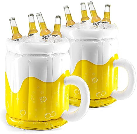 Tuzsocr Bierkühler, aufblasbar, Schwimmstange für Pool, Bierkühlbox für Partys mit 45,7 cm, Getränkehalter, geeignet für Urlaub, Schwimmen, Sommerstrand