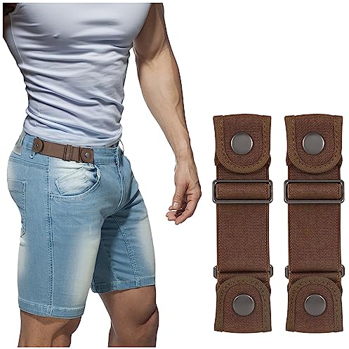 BELTROAD Gürtel ohne Schnalle Herren Elastischer Schnallenloser Gürtel | Seitengürtel, Unisex Gürtel ohne Löcher, Unsichtbarer Gürtel für Jeans Hosen, Schnallenfreier Elastisch, Schwarz Braun