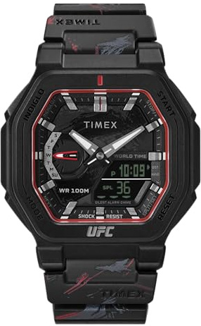 Timex UFC Men's Colossus 45mm Watch - Black Strap Black Dial Black Case