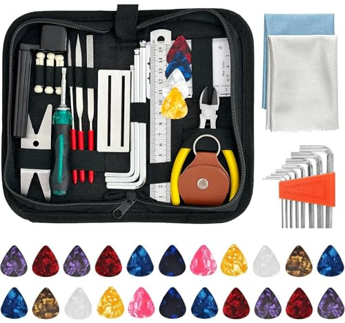 55Pcs Guitar Repairing Maintenance Tool Kit with Carry Bag,Guitar Repair Tools Kit for Guitar Ukulele Bass Banjo,Guitar Care Cleaning Guitar Accessories Gift for Music Instrument Enthusiast Beginner