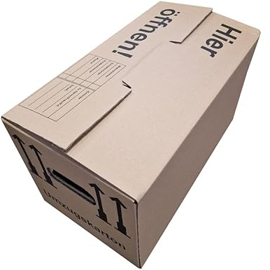 5 St. Umzugskarton 600 x 320 x 350 mm, bis 40 kg, 2.03 EB 2-wellig, stark, ca. 60 Liter groß XXL mit Tragegriffe