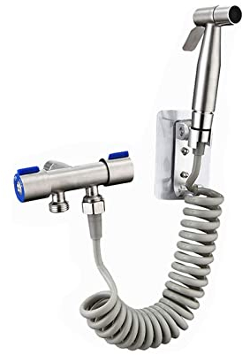 Pulvérisateur de bidet à main Kit Douchette WC pulvérisateur de toilette à main avec tuyau valve pulvérisateur acier inoxydable