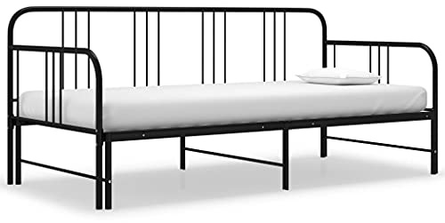 ZQQLVOO Bettgestell Familienbett Palettenbett Ausziehsofa Bettgestell Schwarz Metall 90x200 cm Geeignet für Familienzimmer