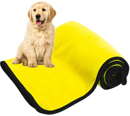 Primal Internet GmbH Premium Hundehandtuch für große Hunde XXL | Extra saugfähig 140x70 cm | Hunde Handtuch aus Frottee & Mikrofaser