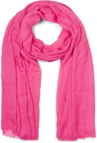 styleBREAKER Damen Schal Leicht & Transparent mit kurzen Fransen | Einfarbiges Halstuch für Frühling und Sommer | Weiches großes Schultertuch 188 x 100 cm, Farbe:Magenta