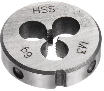 QUARKZMAN Filières à Fileter Rondes, Filetage Métrique M3 x 0.5 (Droite), Acier Rapide (HSS) Outil de Réparation de Filière de Coupe de Vis