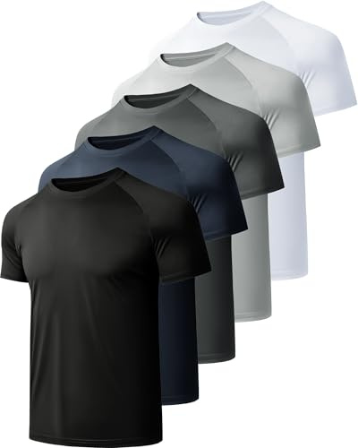 miijoory 3, 5 eller 7-pack sport t-shirts män, funktionell skjorta, sportskjorta, snabbtorkande ventilerande fitnessskjorta, träningströja, herr, löpartröja, kortärmad
