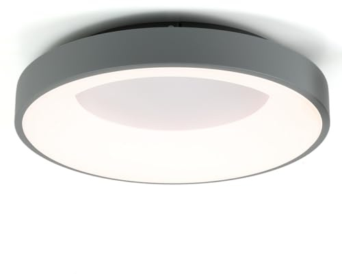 Alpinaluz Aluminium LED Deckenleuchte Ø40 cm Ø40 cm 4500 lm mit CCT Farbprüfer 3000 K/4000 K/6000 K, Rundkonstruktion aus Metall Grau und Seitenlicht CRI85, für Wohn- und Esszimmer