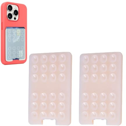 Vilbocr Silicone Suction Cup Phone Holder,2Pcs Phone Wallet,Adhesive Suction Phone Mount,Non Slip Suction Cup Phone Mount,Phone Suction Grip with Wallet (transparent)
