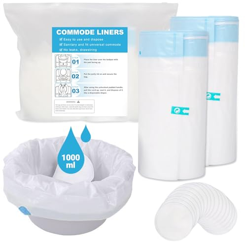 Lot de 80 Sacs avec Coussinet Absorbant pour Chaise Percée - Toilette Portable, Déchets Jetables, Ajustement Universel Adulte (40 + 40 Coussins)