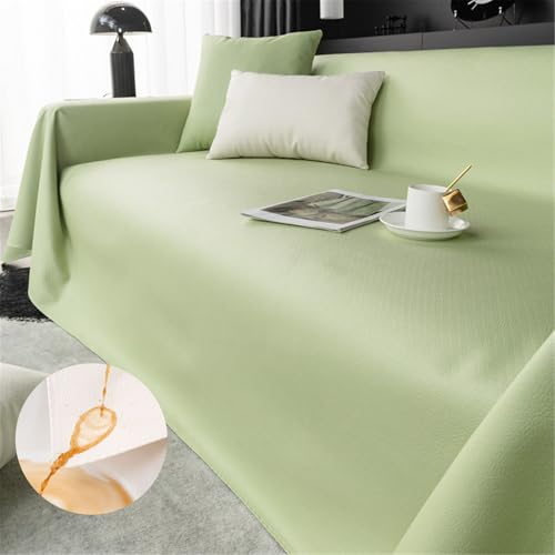 FANSU Telo Copridivano 1 2 3 4 Posti, Copriletto Matrimoniale Multiuso Copritutto Pelle Impermeabile Coperta Copridivano Antiscivolo Reversibile Coperta Decorativa per Divano (90x180cm,Verde)