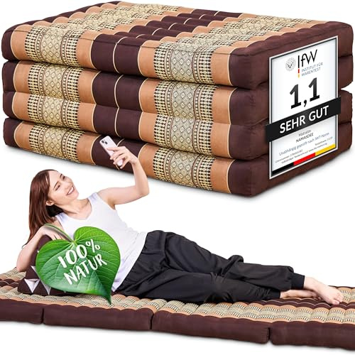 Namasdee Klappmatratze 200x80x8cm mit 100% natürlicher Kapokfüllung (Braun)
