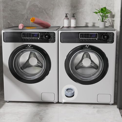 2pcs washer dryer top protector mats, with 8pcs washing machine feet pads,25.6'' x 23.6'' silicone washing machine cover and anti vibration pads