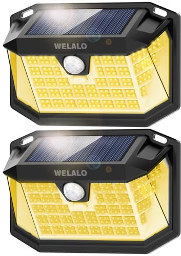Solarlampen für Außen mit Bewegungsmelder, 【2 Stück Warmweiß】188 LED Solarleuchten für Außen, 270° Aussen 3 Modi Solar Aussenleuchte, Solar Wasserdichte Wandleuchte IP65 Wasserdichte Garten Solarlicht
