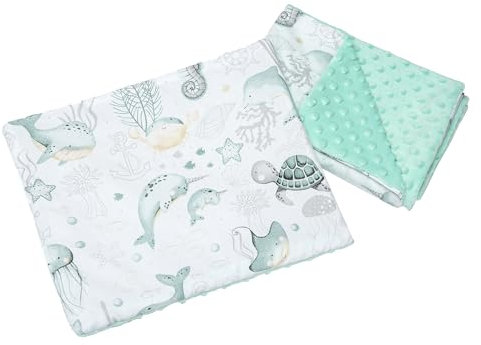 Medi Partners Coperta per bambini con cuscino 100% cotone Coperta per gattonare Minky 55x75 + 35x30cm multifunzionale per passeggino culla